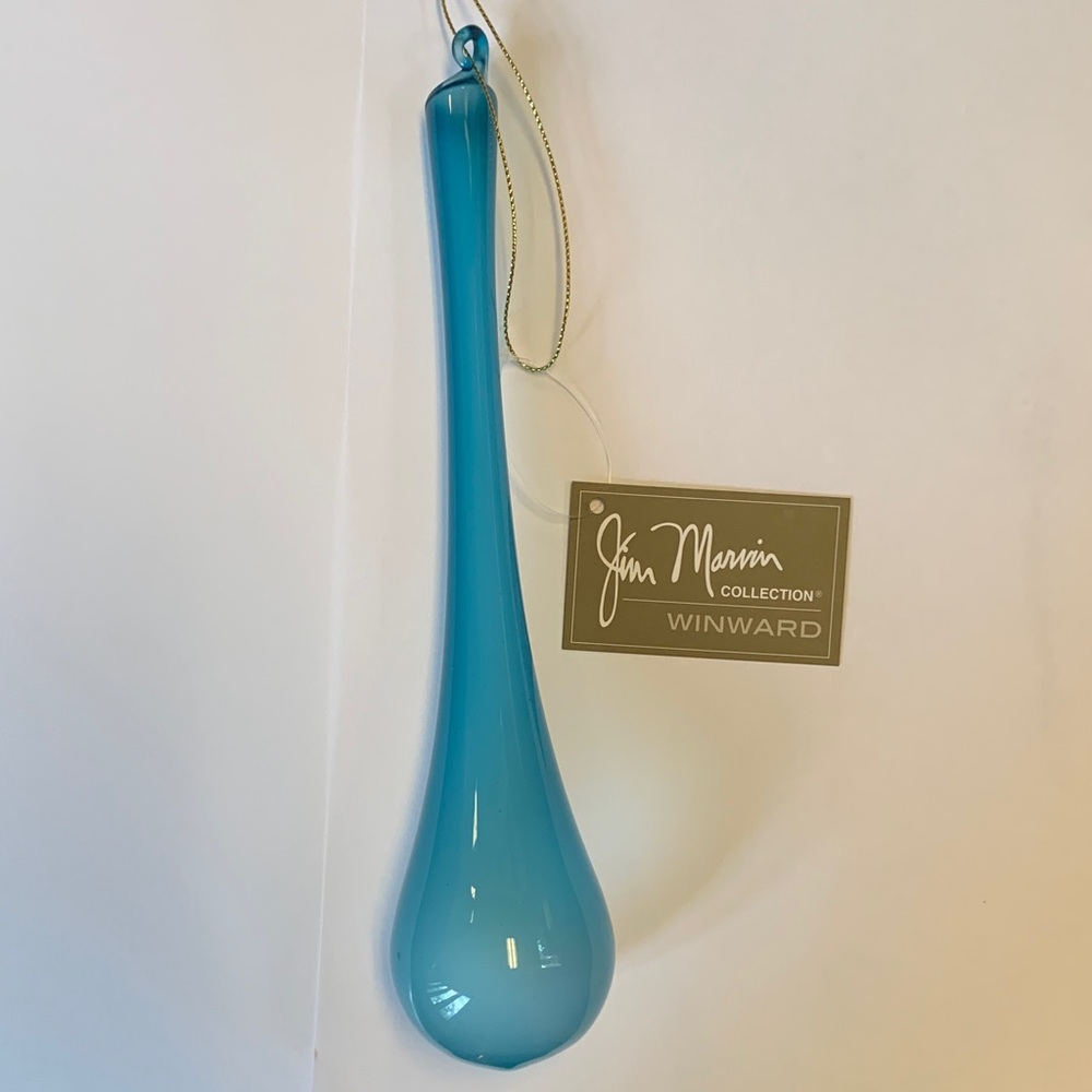 Jim Marvin Windward Collection Teardrop Denim Blue Glass Art